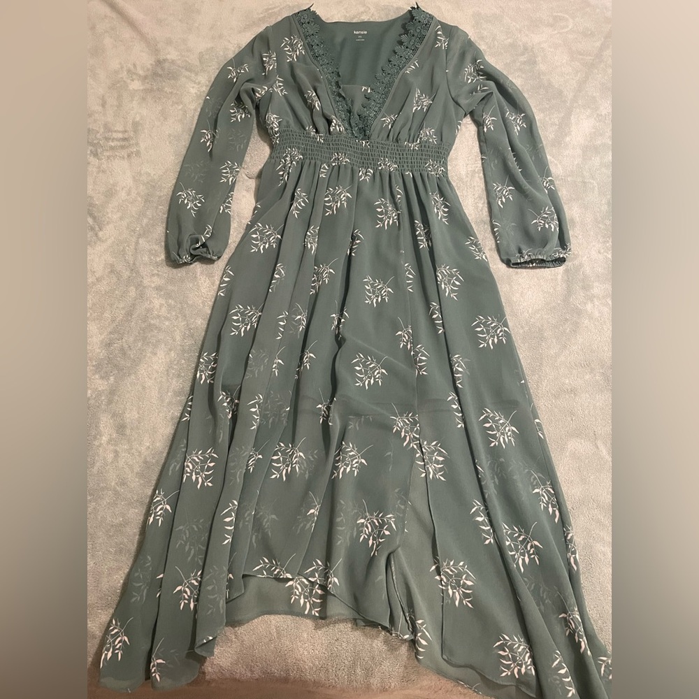 Kensie Elegant Green Floral Women's Dress